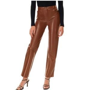 Good American Better Than Leather Faux Leather Good Icon Pants, Burnt Caramel